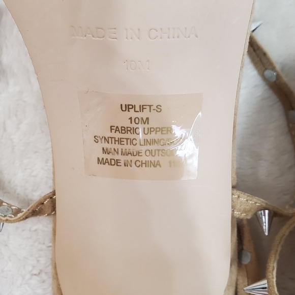 Steve Madden "Uplift" Nude Gladiator Spiked Square Toe High Heel Size 10 BNIB - Picture 7 of 9